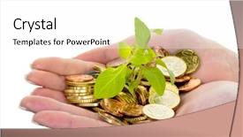  Presentation with hands saving - Audience pleasing presentation design consisting of retire scheme - hands with money and plant backdrop and a white colored foreground