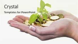  Presentation with save - Beautiful theme featuring retire scheme - money and plant save icon backdrop and a  colored foreground