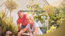  Presentation with home garden - Slide set enhanced with retired-couple-at-work-planting background and a soft green colored foreground