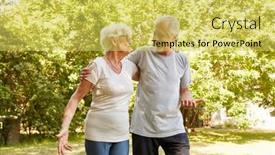  Presentation with old couple walking - Slides consisting of retired-couple-walking-in-nature background and a  colored foreground
