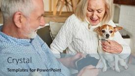  Presentation with poverty - Presentation theme enhanced with retired-couple-with-small-dog background and a light blue colored foreground
