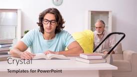  Presentation with mom and newborn - Cool new theme with retired-grandfather-looking-after-newborn backdrop and a soft green colored foreground