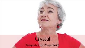  Presentation with red white grey - Presentation theme consisting of retired grey hair pleased woman background and a red colored foreground