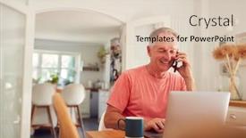  Presentation with kitchen - Amazing presentation design having retired-man-on-phone backdrop and a lemonade colored foreground