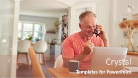  Presentation with kitchen - Presentation theme consisting of retired-man-on-phone background and a coral colored foreground