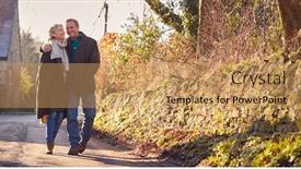  Presentation with senior couple - Colorful presentation theme enhanced with retired-senior-couple-enjoying-winter backdrop and a coral colored foreground