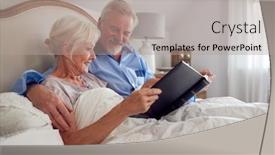  Presentation with photo album - Presentation design featuring retired-senior-couple-in-bed background and a light gray colored foreground