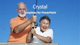  Presentation with vacation - Amazing PPT theme having fishing retirement - retired senior couple reeling backdrop and a teal colored foreground