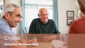  Presentation with old people - Presentation theme enhanced with retired-senior-man-in-wheelchair background and a coral colored foreground