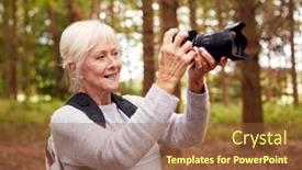  Presentation with woodland - Slides featuring retired-senior-woman-hiking background and a tawny brown colored foreground