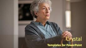  Presentation with wooden stick - Beautiful presentation featuring retired-unhappy-woman-at-home backdrop and a tawny brown colored foreground