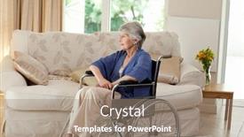  Presentation with wheelchair - Slide deck consisting of retired woman in her wheelchair at home background and a coral colored foreground