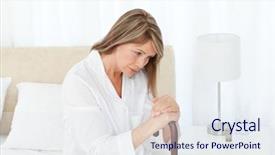  Presentation with sad woman walking - Theme featuring retired woman with her walking background and a  colored foreground