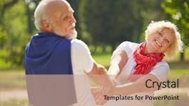 Presentation with old man - Audience pleasing presentation consisting of old man and senior woman backdrop and a coral colored foreground