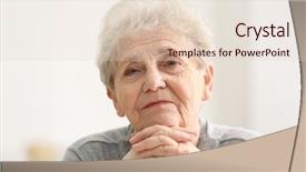  Presentation with elderly - Colorful slides enhanced with portrait of elderly woman propping backdrop and a lemonade colored foreground