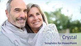  Presentation with peaceful - Presentation theme consisting of bouquet of tulips in white vase on windowsill background and a light gray colored foreground