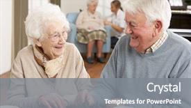 Presentation with annual day invitation card - PPT layouts consisting of retirement - couple playing dominoes at day background and a gray colored foreground