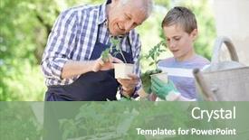  Presentation with grandfather - Presentation enhanced with retirement - grandfather with grandson gardening together background and a seafoam green colored foreground