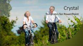  Presentation with happy retirement - Audience pleasing theme consisting of retirement - happy mature couple - senior backdrop and a light blue colored foreground