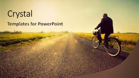  Presentation with road bike - Colorful PPT layouts enhanced with retirement - old man riding a bike backdrop and a blonde colored foreground