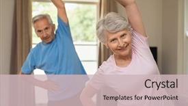  Presentation with elderly home - Presentation enhanced with retirement - portrait of happy smiling senior background and a soft green colored foreground