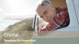  Presentation with driving - Beautiful presentation theme featuring retirement - portrait of senior man driving backdrop and a gray colored foreground