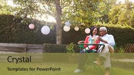  Presentation with african american black couple - PPT theme having retirement - senior african american couple sitting background and a gold colored foreground