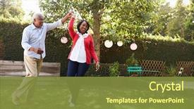  Presentation with couple dance - Amazing PPT theme having retirement - senior black couple dance backdrop and a tawny brown colored foreground