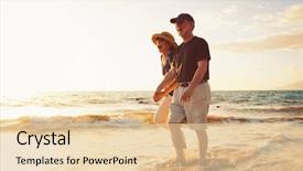  Presentation with senior couple - Presentation theme with retirement - senior couple enjoying sunset background and a lemonade colored foreground