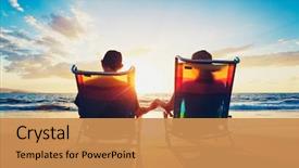  Presentation with old couple - Beautiful presentation featuring retirement - senior couple of old man backdrop and a coral colored foreground