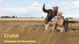  Presentation with walk - Slide deck with retirement - senior couple on walk taking background and a coral colored foreground