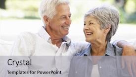  Presentation with retirement - Presentation theme consisting of retirement - senior couple relaxing on sofa background and a light gray colored foreground