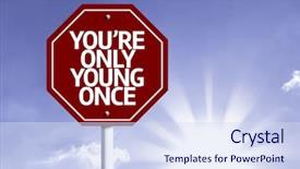  Presentation with red - Presentation design consisting of enjoy your retirement - you're only young once written background and a sky blue colored foreground