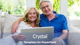  Presentation with senior couple - Presentation featuring retirement age - portrait of smiling senior couple background and a ocean colored foreground
