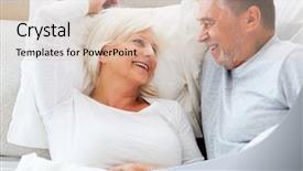  Presentation with senior couple - Audience pleasing slides consisting of retirement age - senior couple lying in bed backdrop and a lemonade colored foreground
