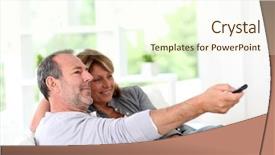  Presentation with television watching - Beautiful theme featuring retirement age - senior couple watching television backdrop and a cream colored foreground