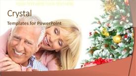  Presentation with retirement celebration - Slide deck having retirement celebration - elderly happy couple near background and a cream colored foreground