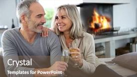  Presentation with senior couple - Cool new slide deck with retirement celebration - happy senior couple enjoying glass backdrop and a coral colored foreground