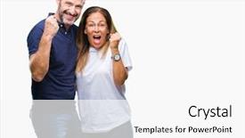  Presentation with hispanic - Presentation theme with retirement celebration - middle age hispanic casual couple background and a white colored foreground