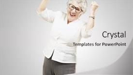  Presentation with retirement celebration - Slide set having retirement celebration - portrait of a cheerful senior background and a light gray colored foreground