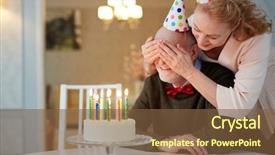  Presentation with senior couple - Beautiful theme featuring retirement celebration - portrait of loving senior couple backdrop and a tawny brown colored foreground