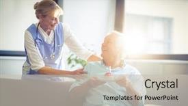  Presentation with birthday cake cupcake - Presentation design consisting of retirement celebration - senior man holding an cupcake background and a soft green colored foreground