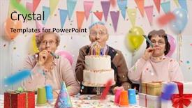  Presentation with retirement party - Amazing slides having retirement celebration - seniors celebrating a birthday backdrop and a lemonade colored foreground