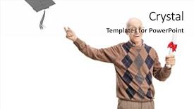  Presentation with elderly holding pills - Slides featuring retirement ceremony - elderly man holding a diploma background and a white colored foreground