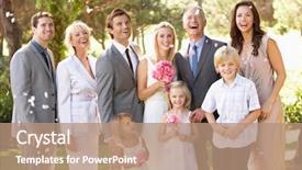  Presentation with wedding - Slides having retirement ceremony - family group at wedding background and a coral colored foreground