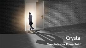  Presentation with shape of andalusia - Slide deck featuring retirement exit - businessman casting shadow in dollar background and a  colored foreground