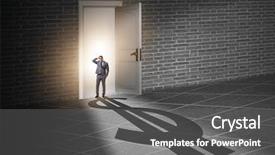  Presentation with shadow - Slide set with retirement exit - businessman casting shadow in dollar background and a  colored foreground