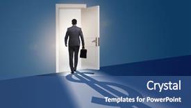  Presentation with shadow - Audience pleasing presentation design consisting of retirement exit - businessman casting shadow in dollar backdrop and a ocean colored foreground