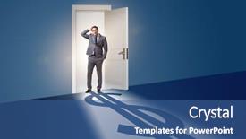  Presentation with shadow - Presentation theme consisting of retirement exit - businessman casting shadow in dollar background and a ocean colored foreground