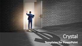  Presentation with shape - Presentation design with retirement exit - businessman casting shadow in dollar background and a gray colored foreground